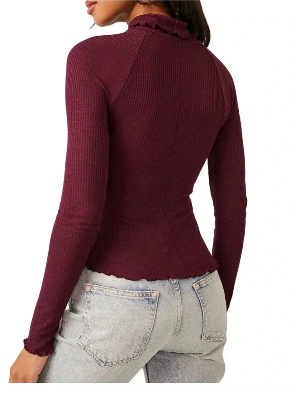 Intimately Free People Make it Easy Thermal Top Small NWT Deep Plum - Picture 2 of 7